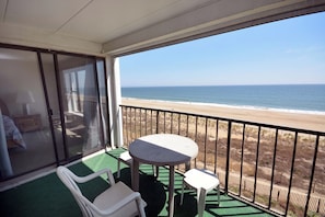 Outdoor dining - Enjoy beautiful ocean views in this 2 bedroom, oceanfront condo located uptown! (Ocean City)
