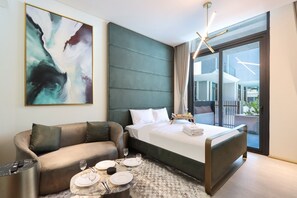 1 bedroom, iron/ironing board, free WiFi, bed sheets - Livbnb - Serene Studio with Private Terrace in JVC (Dubai)