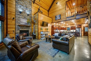 TV, fireplace, video games, stereo - Entire Cabin | Hot Tub, Game Room, Sleeps 13 (Broken Bow)