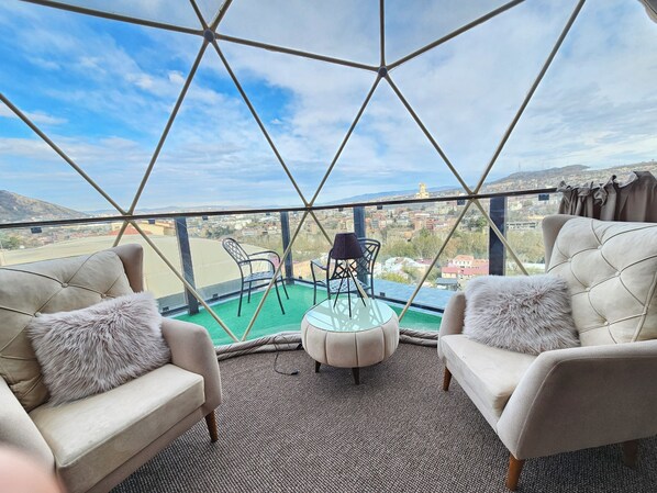 Tent, balkon, uitzicht op de stad | Uitzicht op de stad