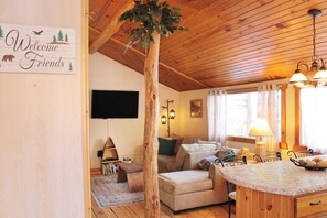 Télévision, lecteur de DVD, livres, vidéothèque