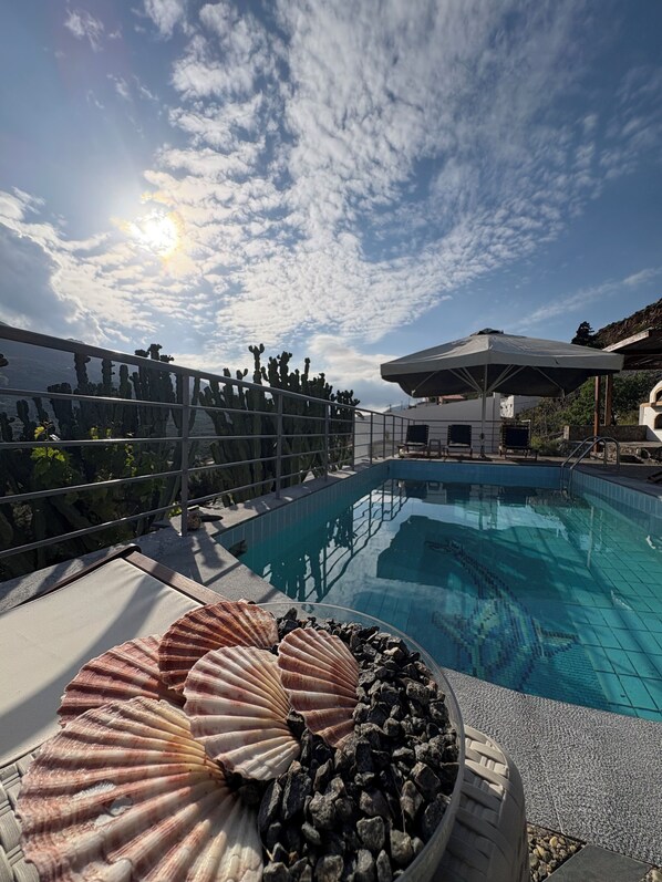 Pool - Stone Heaven Villa - Poolside BBQ and fresh herbs | 5’ from Agios Nikolaos (Neapoli)