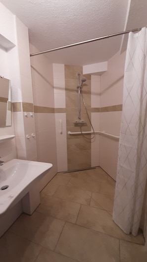 Shower, hair dryer, towels, soap - Quietly located vacation apartment at the Greifensteinen (Thum)