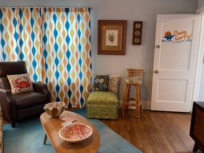 Signature Condo, 1 Bedroom, Kitchen, Beachside | Living room | 49-inch Smart TV with digital channels - 1BR Coastal Escape (Galveston)