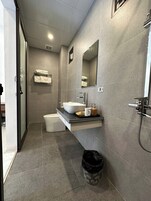 淋浴设施、吹风机、毛巾、肥皂