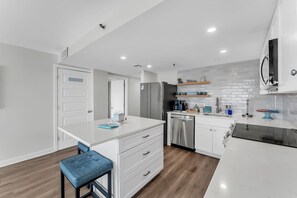 Fridge, microwave, oven, dishwasher
