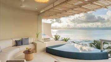 Apartment, 2 Schlafzimmer, eigener Pool, am Strand | Wohnbereich | Smart-TV