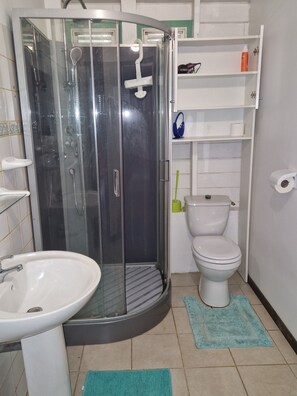 Shower, hair dryer, towels, toilet paper - Bungalow Émeraude, F3 with private pool in Sainte Luce, Martinique (Sainte-Luce)