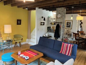 TV, DVD player, books, music library