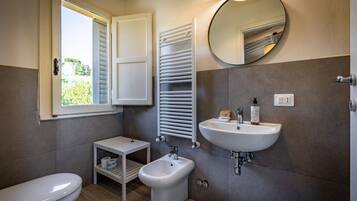 Dusche, Haartrockner, Bidet, Handtücher