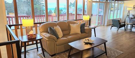 Smart TV, fireplace, video games, DVD player