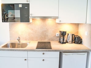 Fridge, microwave, toaster, highchair
