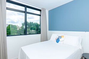 1 bedroom, desk, iron/ironing board, travel cot