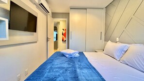 1 bedroom, desk, iron/ironing board, travel cot