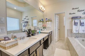 Hair dryer, bidet, towels, soap