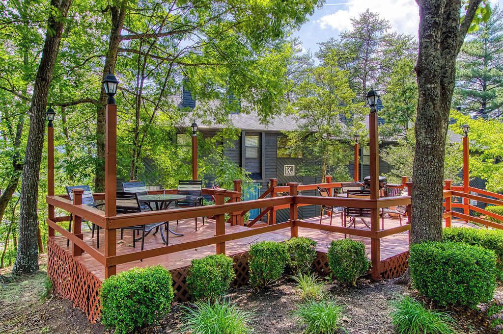 Enjoy mountain views and al fresco dining on this spacious wood deck!