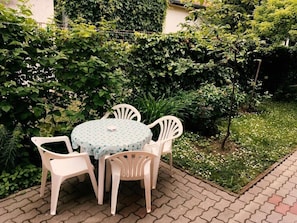 Basic Triple Room, Courtyard View | Terrace/patio - Lavender Apartment (Siófok)