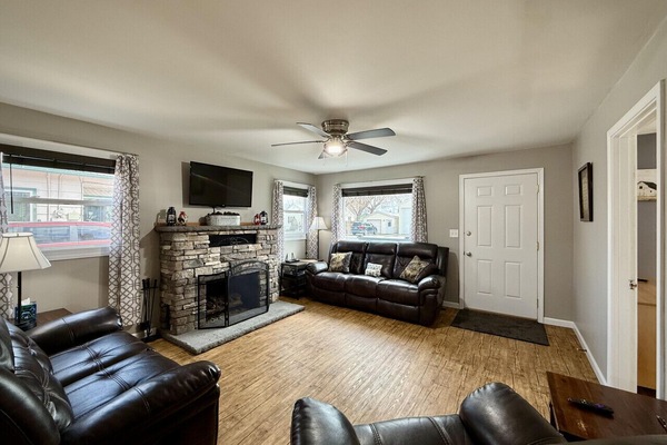 Open living room with comfortable couches.