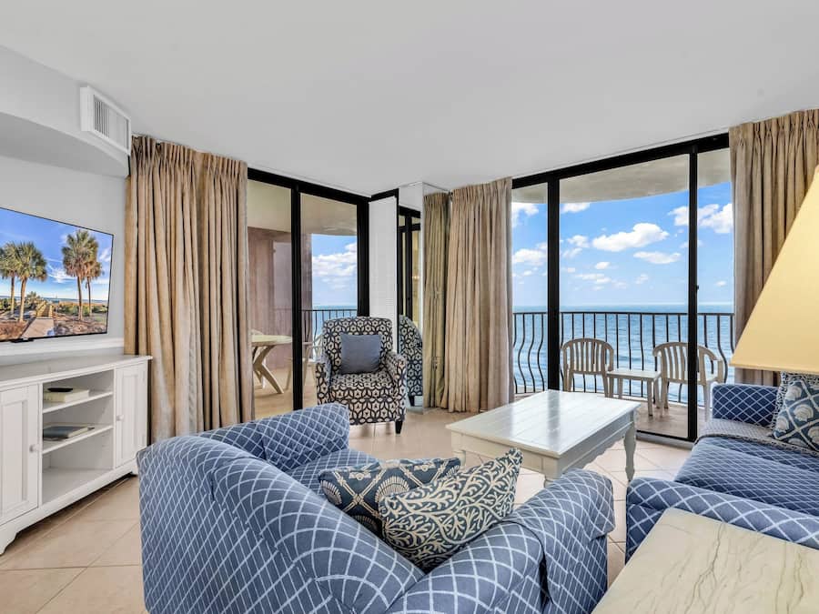 Premium Condo, 3 Bedrooms, Balcony, Ocean View | Living room | 55-inch Smart TV with digital channels