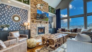 Smart TV, fireplace, video games, ping pong