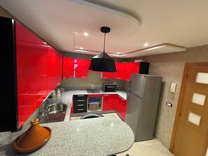 Fridge, microwave, oven, highchair