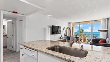 1 bedroom, laptop workspace, blackout curtains, iron/ironing board