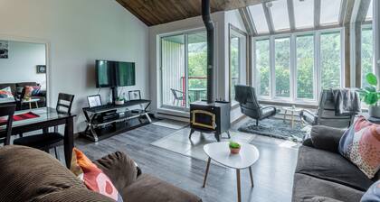 Superb condo facing Stoneham ski slopes!