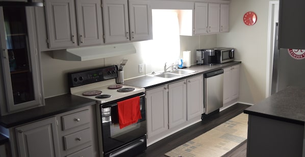 Microwave, oven, stovetop, dishwasher