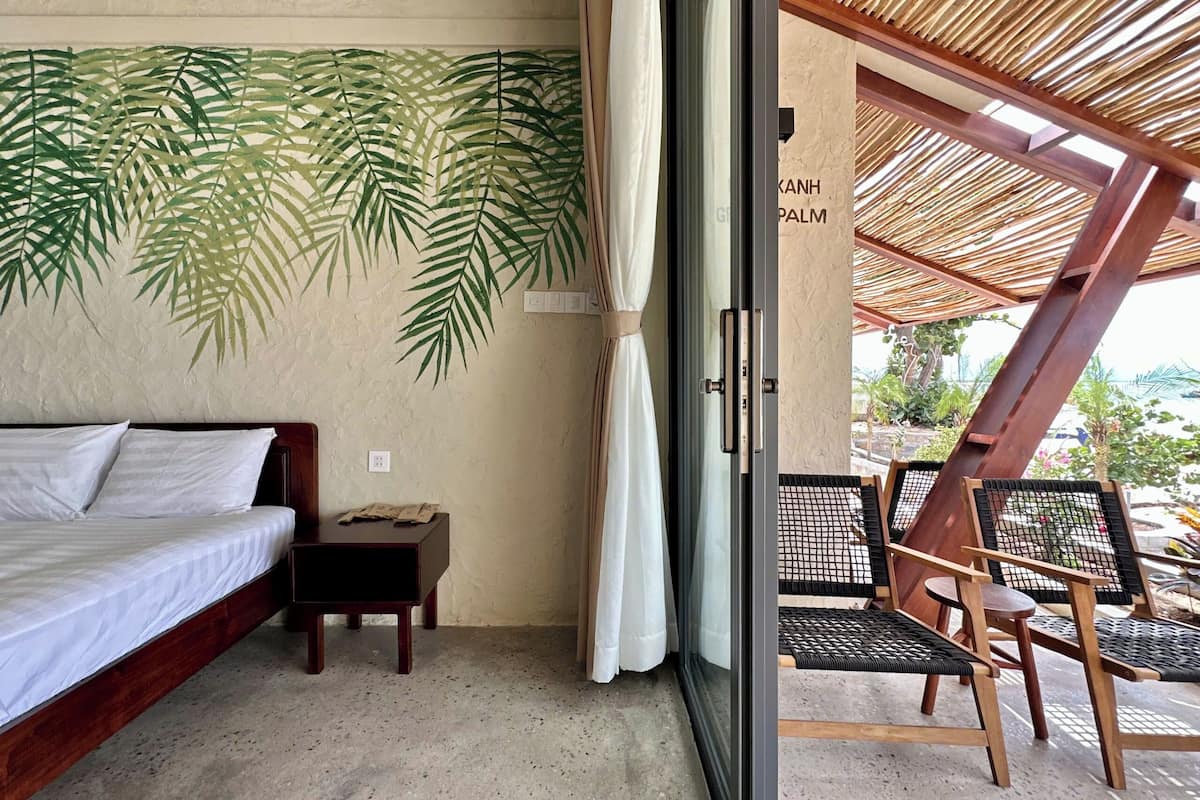 Bungalow, 2 camas de matrimonio, vistas al mar | Wifi gratis y ropa de cama