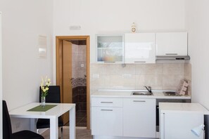 Studiolejlighed (Superior Studio Apartment with Terrac) | Privat køkken | Køleskab