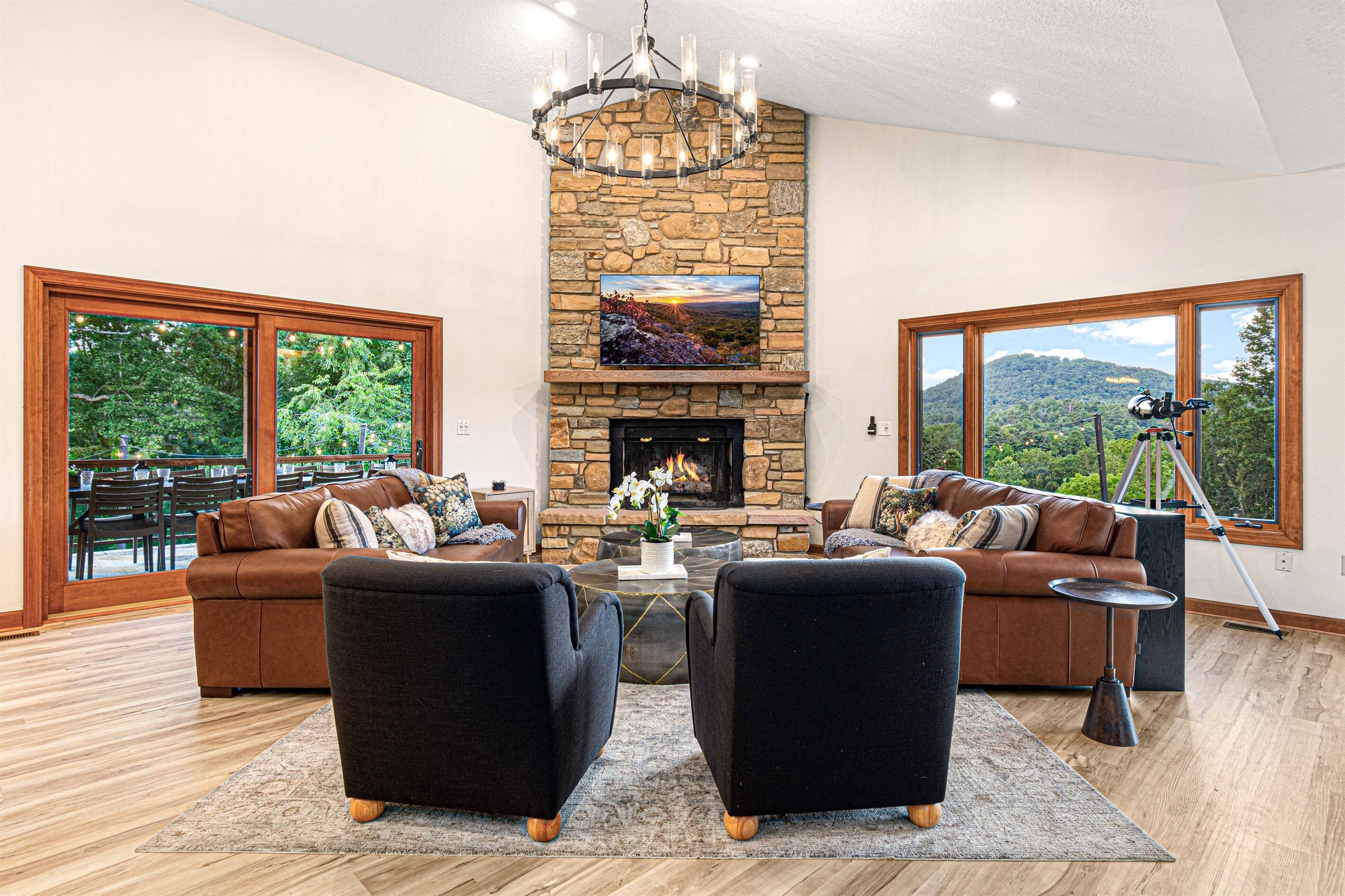 Smart TV, fireplace, video games, table football