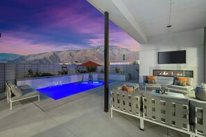 Terrace/patio - The Oasis Retreat at Miralon Resort: Private Pool & Stunning Mountain Views (Palm Springs)