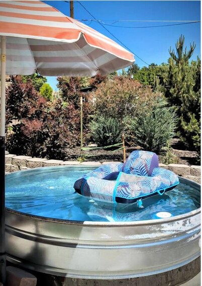 Cute downtown Hagerman cottage with stock tank pool & putting green. 