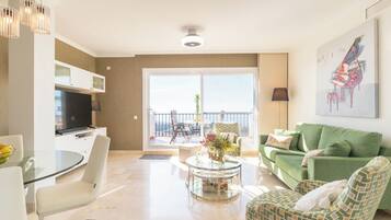Penthouse Lune de Miel, plusieurs chambres, 2 salles de bains (Calahonda Palmeras Best Views) | Coin séjour