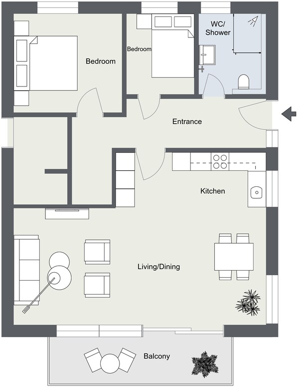 Floor plan - AlbLoft - Modern new-build apartment near the city center / Alb (Kirchentellinsfurt)