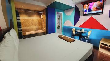 Desk, free WiFi, bed sheets