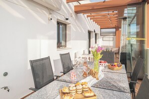 Family Penthouse, Multiple Bedrooms, 2 Bathrooms (Luxury Cala Blanca Walking To Beach) | Outdoor dining - Luxury Cala Blanca Walking To Beach (Mijas)