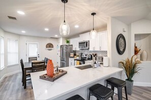 Fridge, microwave, oven, toaster