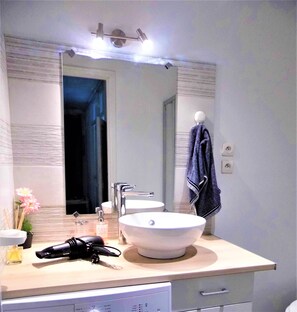 SĂšche-cheveux, serviettes fournies, savon, papier toilette
