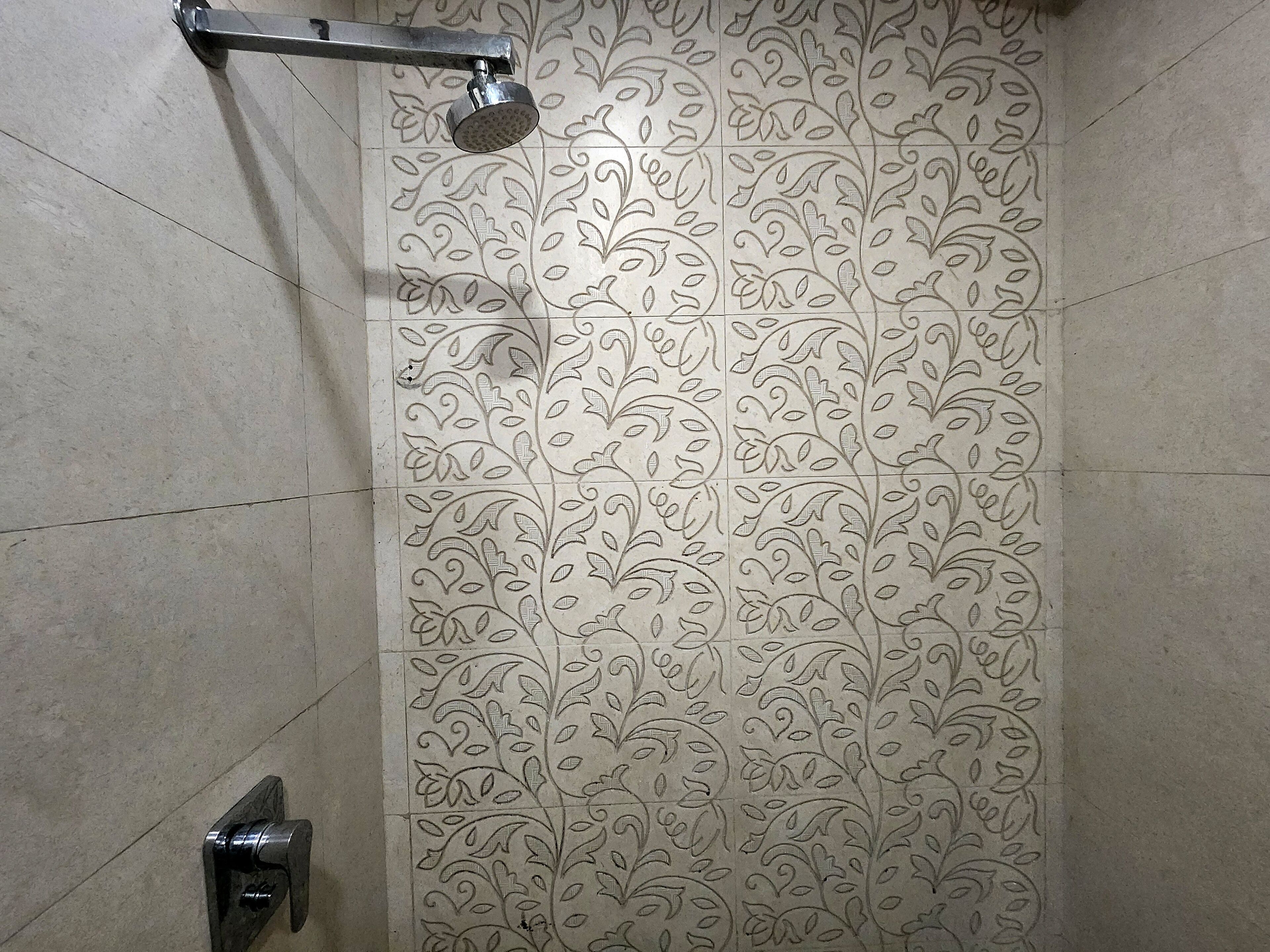 Regadera, toallas, papel de baño 