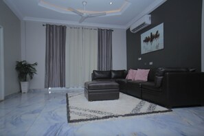 Living area - Spacious 1-3bedroom apartment with AC, WiFi in amazing Greater Accra Region. (Greater Accra Region)