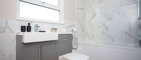 Hair dryer, towels