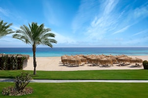 On the beach, white sand