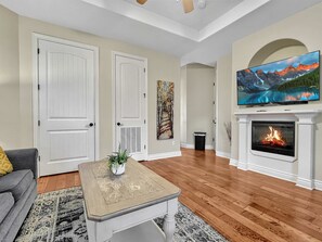 TV, fireplace, offices