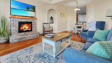 TV, fireplace, offices