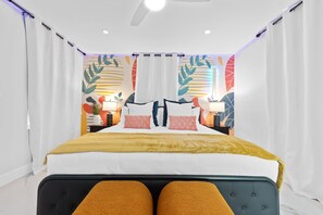 4 bedrooms, desk, iron/ironing board, travel cot