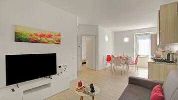 21-inch flat-screen TV with cable channels