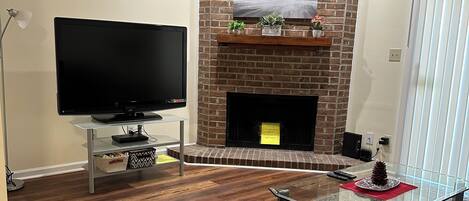 TV, DVD player, books, video library