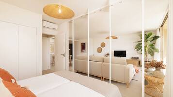 Apartment, 1 Schlafzimmer | Bettwäsche aus ägyptischer Baumwolle, hochwertige Bettwaren