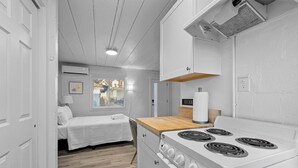 Studio, 1 queensize-seng, terrasse, hageutsikt (Chic City Retreat 93E) | Innvendig